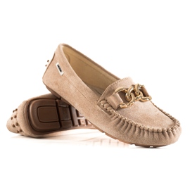 Goodin Klassische Mokassins mit Ornament beige