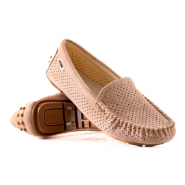 Goodin Durchbrochene Loafer mit Wildleder beige