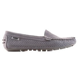 Goodin Durchbrochene Loafer mit Wildleder grau