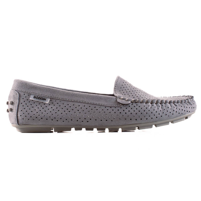 Goodin Durchbrochene Loafer mit Wildleder grau