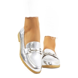 Silberne Aniria-Loafer mit flachem Absatz