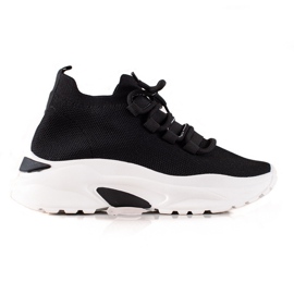 TRENDI Gebundene Turnschuhe auf der Plattform schwarz