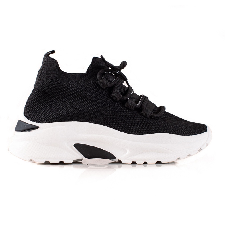 TRENDI Gebundene Turnschuhe auf der Plattform schwarz