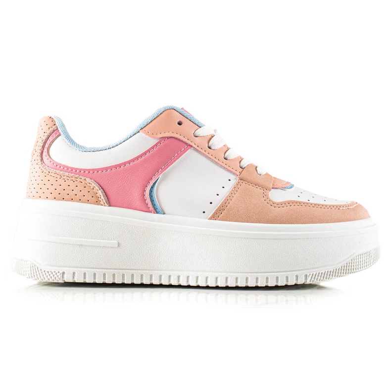TRENDI Bunte modische Turnschuhe beige weiß blau rosa