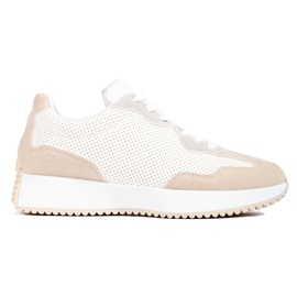 TRENDI Lässige Sportschuhe auf der Plattform beige weiß grau