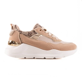 TRENDI Stylische Sneaker beige braun golden