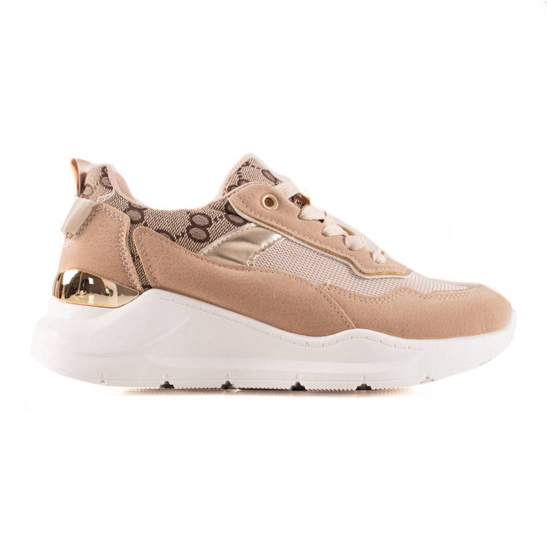 TRENDI Stylische Sneaker beige braun golden