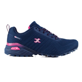 TRENDI Trekkingschuhe mit Neoneinsätzen marineblau rosa