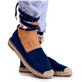 FB1 Ismanne Marineblaue Wildleder Espadrilles Gebunden navy blau