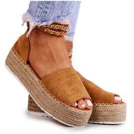 FB2 Sandalen Espadrilles auf der Camel Jeannie Platform braun gelb