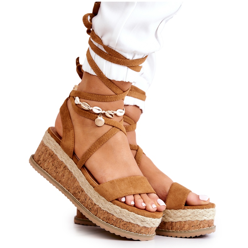 FB2 Wildleder-Espadrilles auf Keilsandalen Camel Shanna braun
