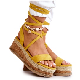 FB2 Wildleder-Espadrilles auf Keilsandalen Gelb Shanna