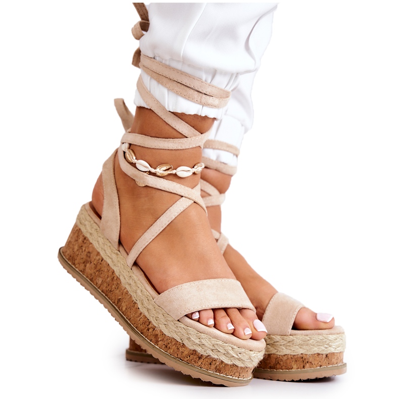 FB2 Wildleder Keil Espadrilles Sandalen Shanny Beige