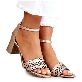 Lewski Shoes Durchbrochene Sandalen aus Leder Lewski 2869/2 Golden