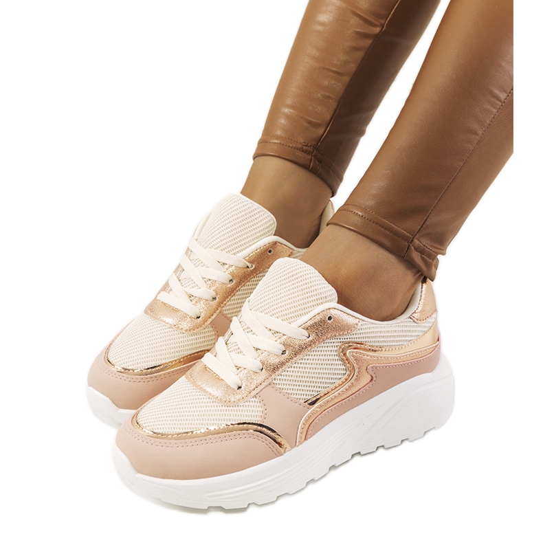 Rosafarbene Basemat-Sneakers für Damen beige