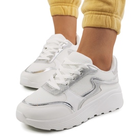 Weiße Basemat-Sneaker für Damen silber-