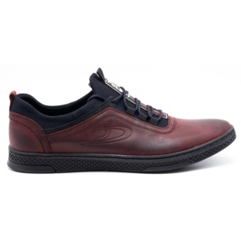 Polbut Herren-Leder-Freizeitschuhe K24 burgunderfarbene Maserung rot