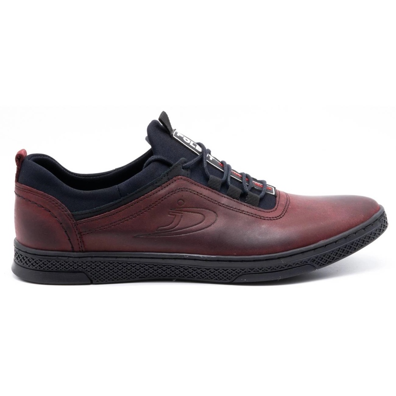 Polbut Herren-Leder-Freizeitschuhe K24 burgunderfarbene Maserung rot