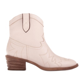 Marco Shoes Cowboystiefel aus Leder mit Ziernähten 2188B-1278-042-1 beige