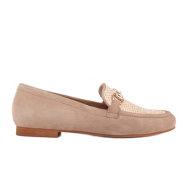 Marco Shoes Loafer mit goldener Verzierung beige