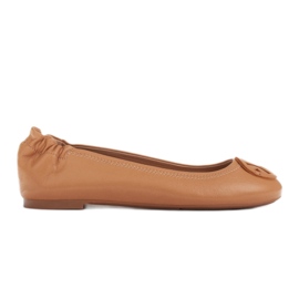 Marco Shoes Ballerinas mit flacher Lederverzierung braun