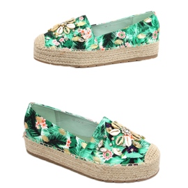 Espadrilles mit Muscheln Manami Flower Green grün