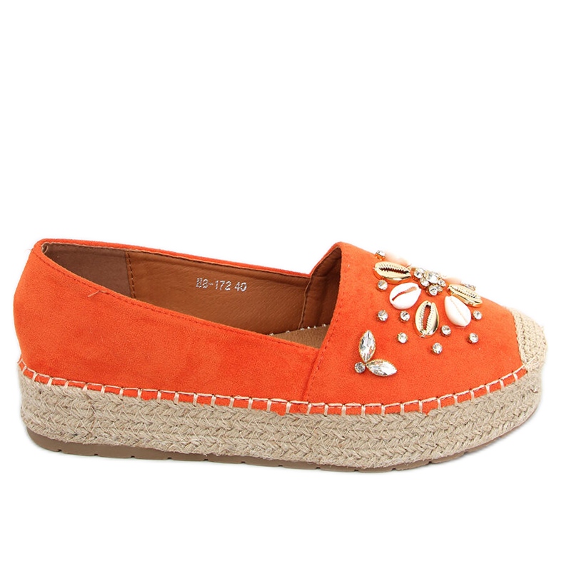 Manami Orange Espadrilles mit Muscheln