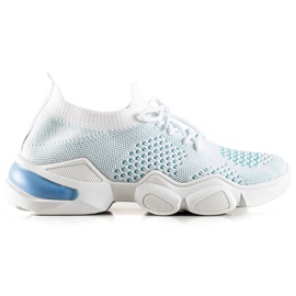 TRENDI Weiße Sneaker zum Schnüren blau