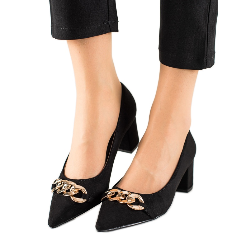 Goodin Spitze Pumps mit Kette schwarz