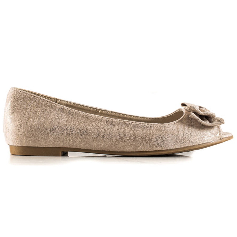 Goodin Ballerinas mit offener Spitze und Schleife beige