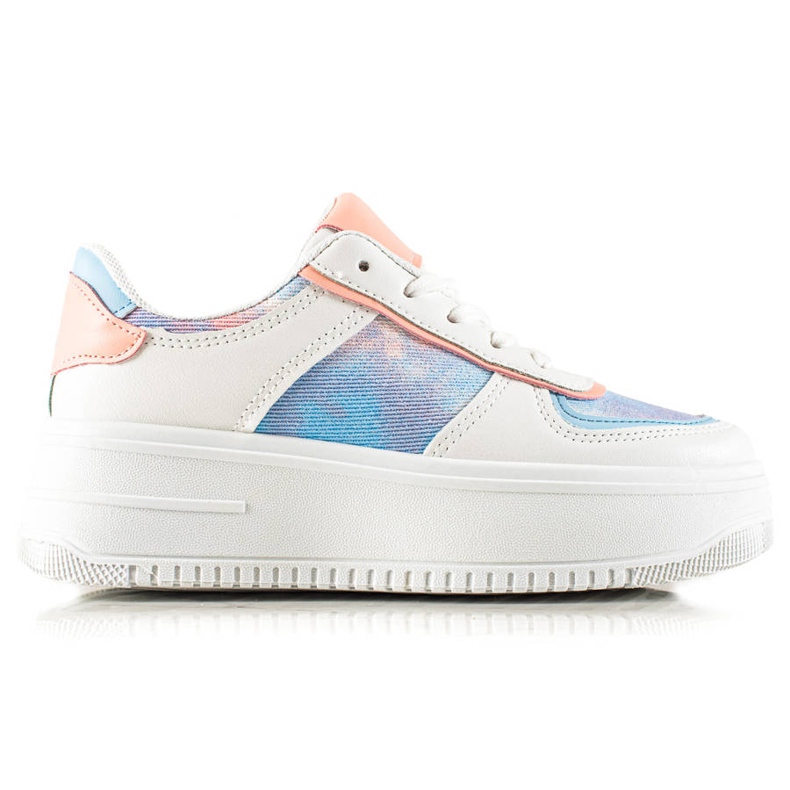 TRENDI Weiße Turnschuhe auf einer breiten Plattform mehrfarbig