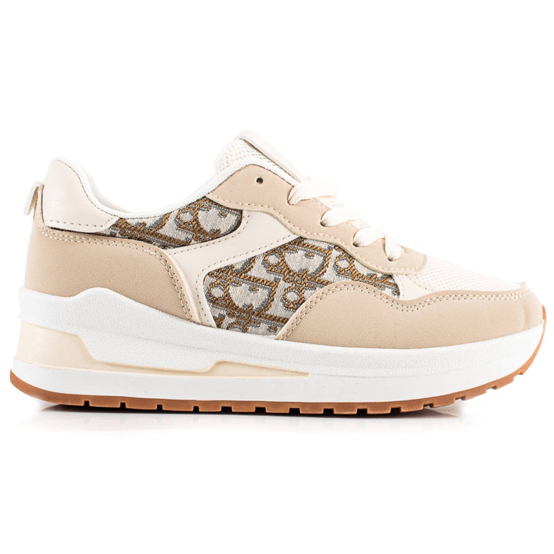 TRENDI Gebundene Turnschuhe auf der Plattform beige