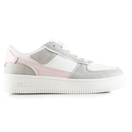 TRENDI Klassische Sneaker auf der Plattform weiß rosa grau