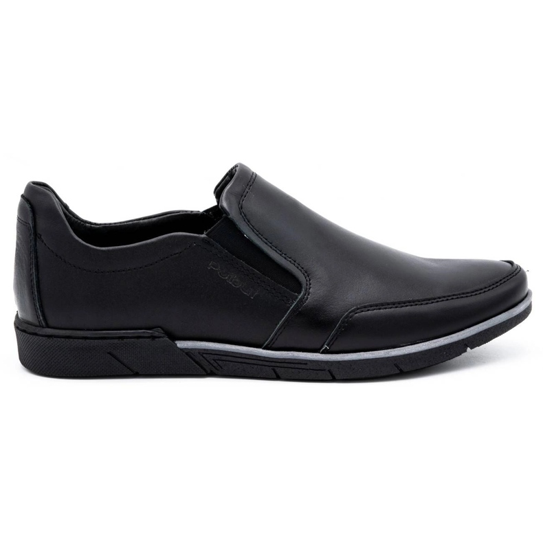 Polbut Schwarze Herren-Slipper 2115 Lederschuhe