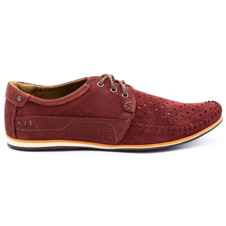 KOMODO Herrenschuhe Leder Mokassins 875 Sommer Burgund rot