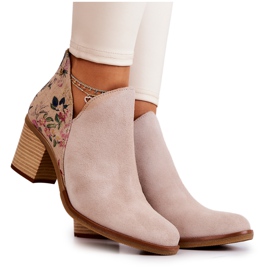 Damen Lederstiefel auf hohem Absatz Maciejka hellbeige 04492