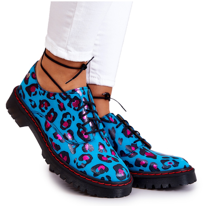 Damen Oxfords Maciejka 04087-47 Lederschuhe Blau mehrfarbig