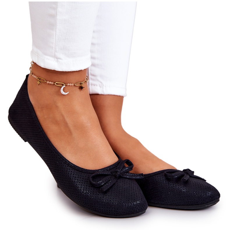 Klassische Damen-Ballerinas, profilierte Innensohle, schwarze Fimme