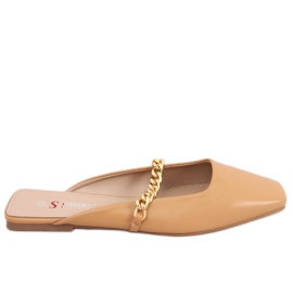 Chiara Camel Hausschuhe mit Kette braun