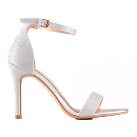 Silberne High Heels mit VINCEZA-Glitzer grau