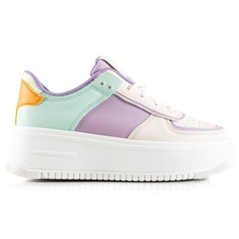 TRENDI Modische Sneakers auf breiter Plattform beige mehrfarbig