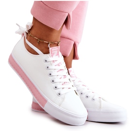 PS1 Damen-Sneakers aus Leder Weiß-Rosa Mikayla