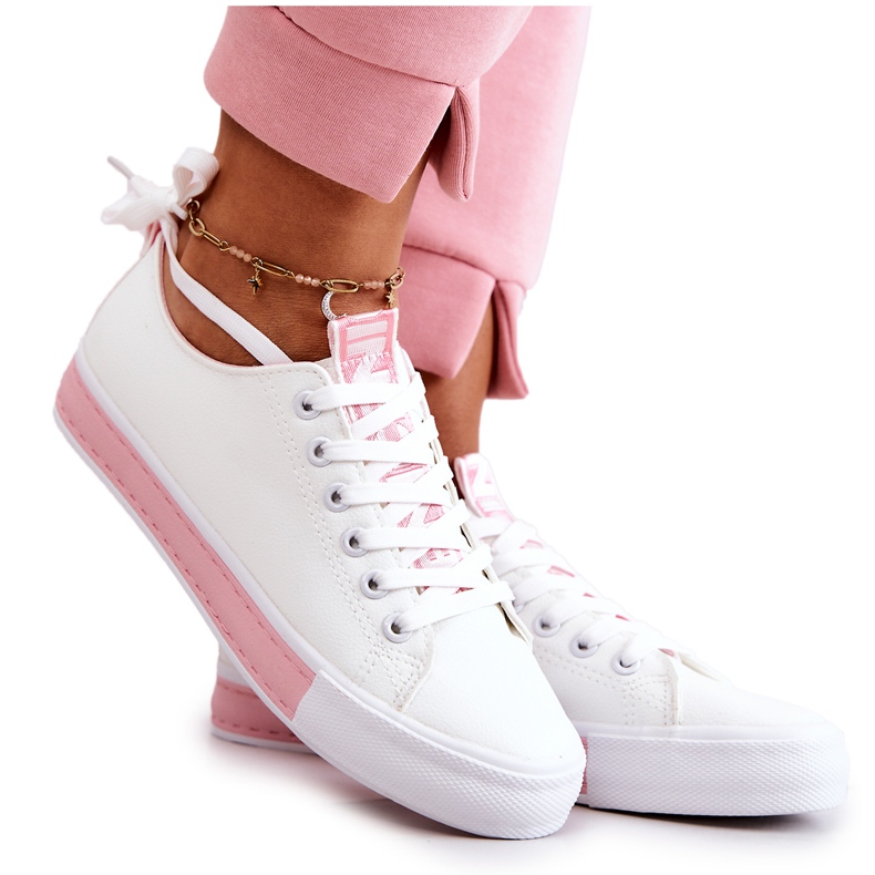 PS1 Damen-Sneakers aus Leder Weiß-Rosa Mikayla