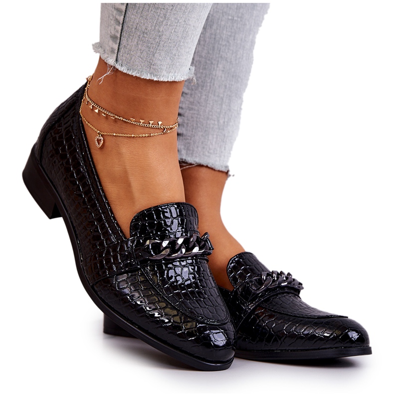 Vinceza Lackierte Schuhe mit Serpentinenmuster Black Yasmin schwarz