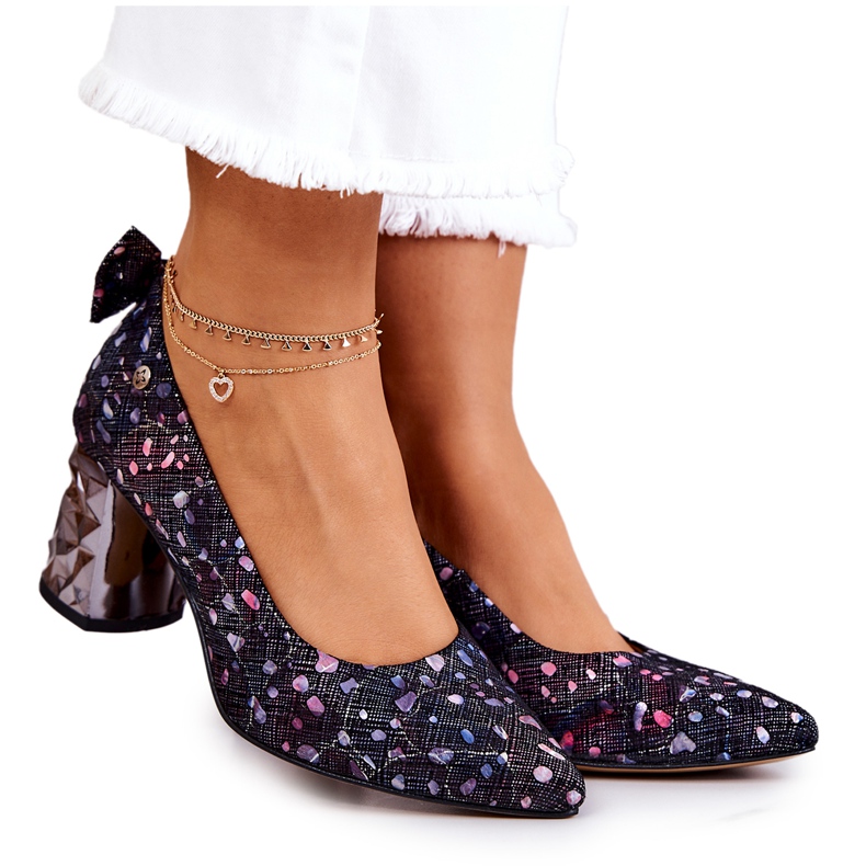 Lederpumps On A Bar Maciejka 05334-15 Marineblau navy blau rosa mehrfarbig