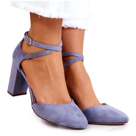 Wildleder Pumps auf einer Säule Sergio Leone SK851 Blau