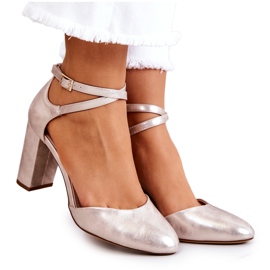 Lederpumps auf einer Säule Sergio Leone SK851 Golden