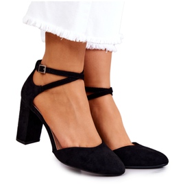 Wildleder Pumps auf einer Säule Sergio Leone SK851 Schwarz