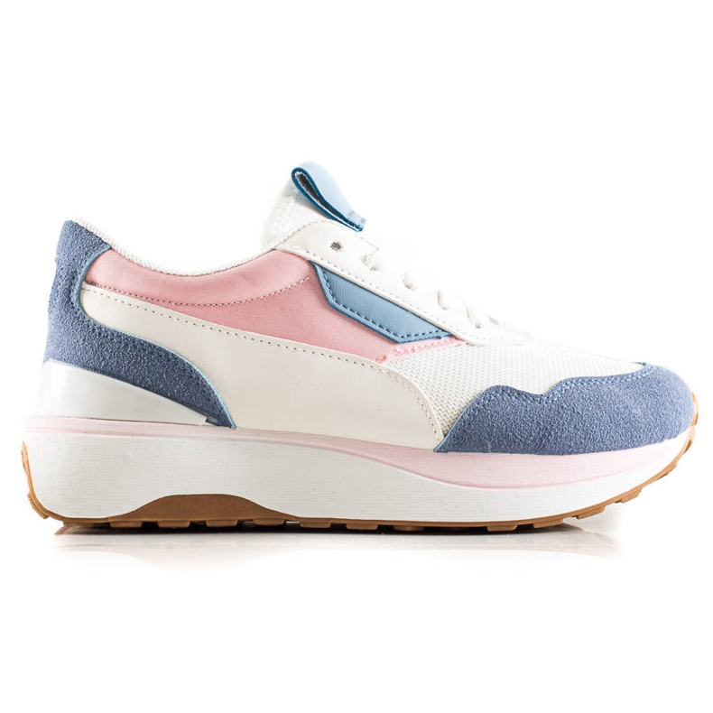 TRENDI Bunte Sneaker auf der Plattform weiß blau rosa