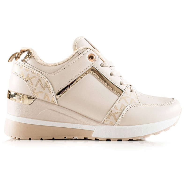 TRENDI Stylische Sneaker mit Keilabsatz beige golden